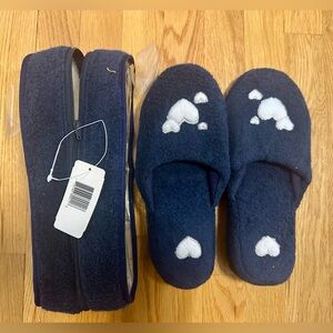 Blue and White Heart Design Slippers